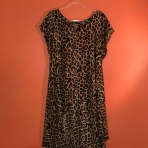 Cha Cha Vente Leopard Print Short Sleeve Women's High Low Shirt Animal Print 1X